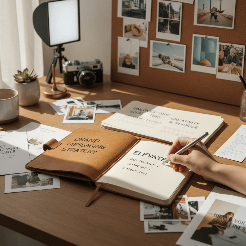 Content creation process with copywriting drafts and visual direction