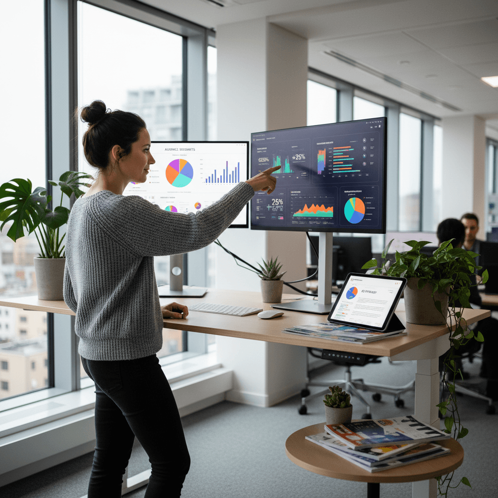 Digital marketing dashboard with campaign analytics and performance metrics